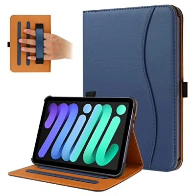 Image of FANRTE iPad Mini 6th Generation Case 8.3 Inch 2021, Premium PU Leather Folio Stand Smart Protective Cover, Multi Viewing Angles and Auto Wake &amp; Sleep Function for Gen (Dark Blue)