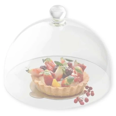 Image of Tablecraft Cake Cover Round Dome, SAN Plastic Acrylic with Knob Handle, Clear Shatter Resistant Food Display for Bakeries, Foodservice, Restaurants, BPA Free, Dishwasher Safe, 12 Inches in Diameter