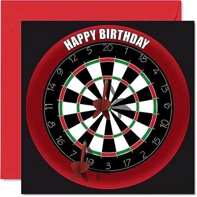 Image of Fun 67th Birthday Cards for Men Woman Dart Board Happy Card Dad Mum Grandad Nanny Grandma Gran Uncle Auntie Cousin, 145mm x Sports Darts Bday Greeting
