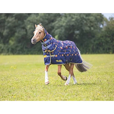 Image of Shires Tikaboo 200g Medium Combo Full Neck Turnout Rug in Horse Print 54&quot; / 4&#039;6&quot;,
