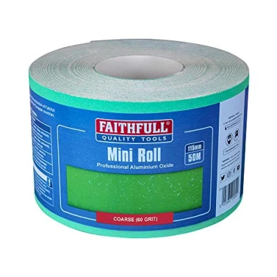 Image of Faithfull FAIAR11560G 50M Coarse (60 Grit) Sandpaper Roll Green (Pro) 115mm x