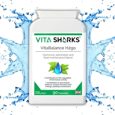 Image of VitaBalance H2go Natural Fluid Maintenance Capsules, Electrolyte &amp; Hormonal Balance Blend. Support Supplement with Magnesium, Vitamin B6 NO Caffeine. Vegan, Kosher