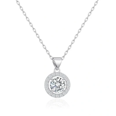 Image of Philip Jones Sterling Silver Halo Necklace Created with Zircondia® Crystals