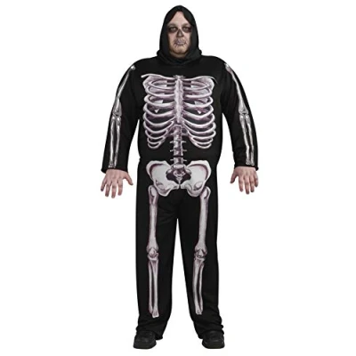 Image of Rubie&#039;s Official Skeleton Adult Halloween Costume, Plus Size Mens