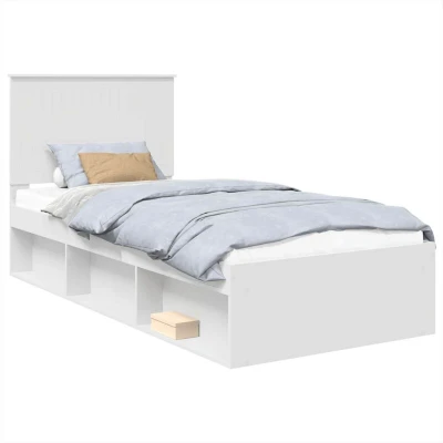 Image of vidaXL Bed Frame with Headboard White 90 x 190 cm Solid Pine Wood