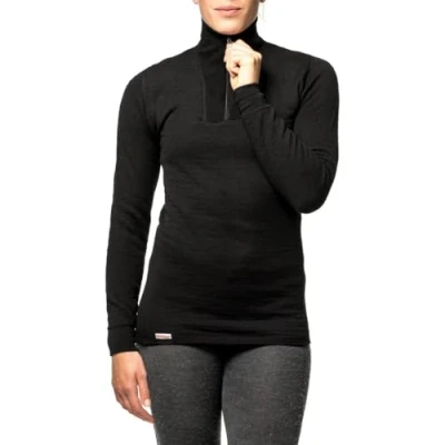 Image of Woolpower Zip Turtleneck 200 Large BlackLargeBlack Kids&#039;