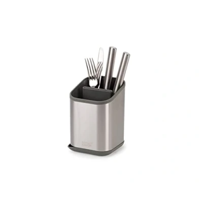 Image of Joseph Duo Cutlery Drainer and Sink Caddy, 2 compartment easy drain organiser ideal for Kitchen Countertop, Stainless Steel