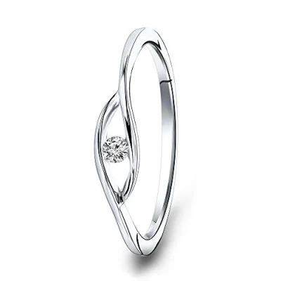 Image of MIORE Ladies 9ct White Gold Diamond Solitaire Engagement Ring with 0.05ct