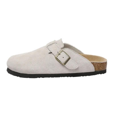 Image of EVERAU WOMEN Pintail Leather Comfort Clog Sandals, Taupe Suede, UK 4/UK MEN 4