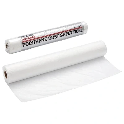 Image of ProDec Advance PDSR50 100 sqm (2m x 50m) Extra Durable Grade Polythene Dust Sheet Roll, Dustproof and Waterproof Ideal for Covering Protecting Floors Furniture When Painting Decorating