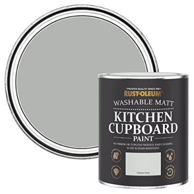 Image of Rust Oleum Grey Kitchen Cupboard Paint in Matt Finish Library 750ml