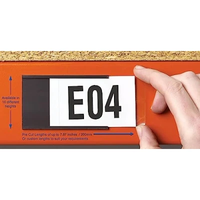 Image of Beaverswood ML710 Magnetic Label Holder, Strips With Protective Films. Paper Inserts And Plastic Protectors. Racking Labels Shelf Sign (70Mm X 100Mm) Pack Of 100