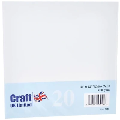 Image of Craft UK 2019 12X12 Card, White, pack of 20 sheets