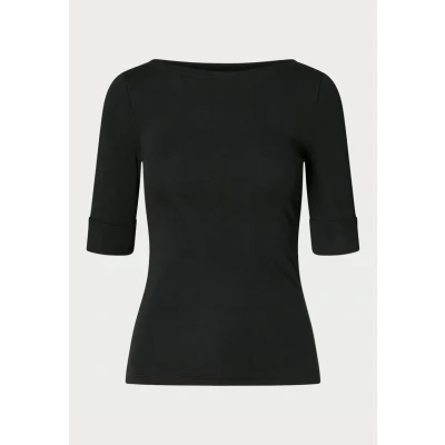 Image of Lauren Ralph JUDY Elbow Sleeve Basic Tshirt, Women&#039;s, Size: Medium, Black