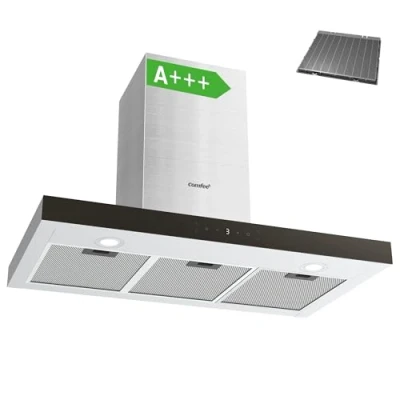 Image of COMFEE&#039; 90 cm Chimney Hood 90M77 Class A+++ Stainless Steel Extractor with Recirculating &amp; Ducting System, Gesture Control Fan Kitchen Carbon Filters