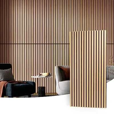 Image of Art3d 4 Wood Slat Acoustic Panels for Wall and Ceiling 3D Fluted Sound Absorbing Panel with Finish Oak Covering 2.88㎡