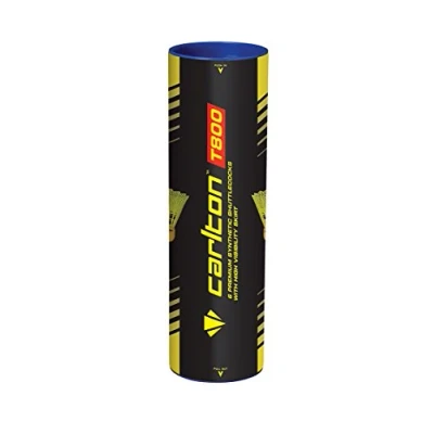 Image of Carlton Badminton Shuttle Tournament T800 Yellow Red, Fast Speed (78 Grains), for Juniors and Club Players (1 x 6 Tube)