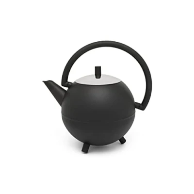 Image of Bredemeijer 111003 Bella Rond Teapot, Stainless Steel, 1200 milliliters, Black