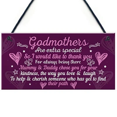 Image of RED OCEAN Godmother Gifts For Christmas Godparent Christening Friendship Thank You Keepsake Hanging Plaque