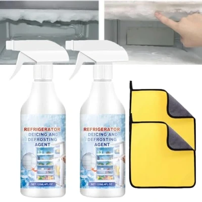 Image of XIRUJNFD Defrosting Spray for Fridge Freezer, 120ml Refrigerator Deicer Spray, De Icer Defroster, Defrost and Freezer (2)