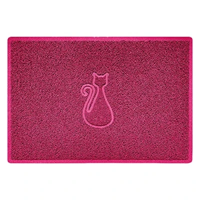 Image of Nicoman Cat Shape Litter Box Mat, Dog Food Feeding Tray Matt, Non Slip, Easy Clean, Washable(90x60cm,Large),PINK