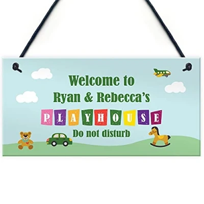 Image of RED OCEAN Garden Plaque PERSONALISED Playhouse Sign For Den Room Daughter Son Gift