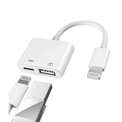 Image of Apple Certified Lightning Male to USB Female Adapter OTG and Charger Cable for iPhone 11 12 Mini max pro xs xr x se 7 8plus Ipad air A Camera Memory Stick Flash Drive Cord Converter Charging Splitter