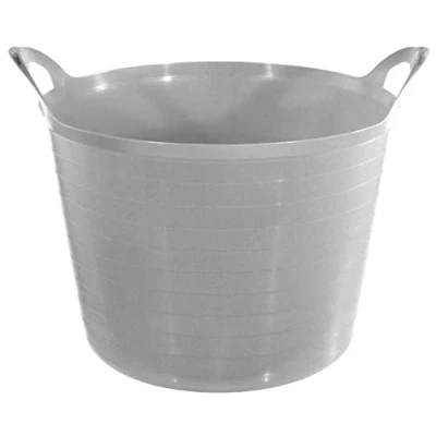 Image of 27 Litre Grey Flexi Tub Versatile Multi Purpose Flexible Rubber Storage Container Bucket