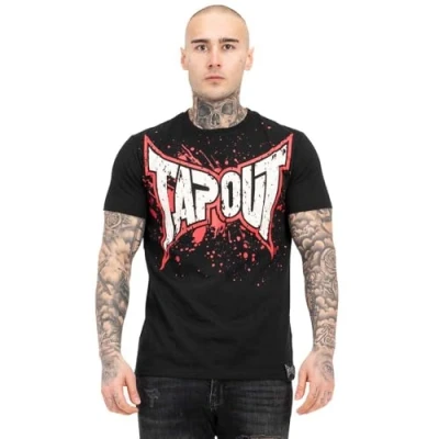 Image of Tapout Men&#039;s Splashing T Shirt, Black/Red/Ecru, L