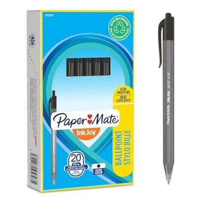Image of Paper Mate InkJoy 100RT Retractable Ballpoint Pens, Medium Point (1.0mm), Black, 20 Count