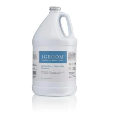 Image of iGroom Deshedding &amp; Detangling Dog Shampoo, Luxury Pet Beauty Care, Loosen Tangles + Unwanted Undercoat, Adds Shine Volume, Made in USA, 3.8L
