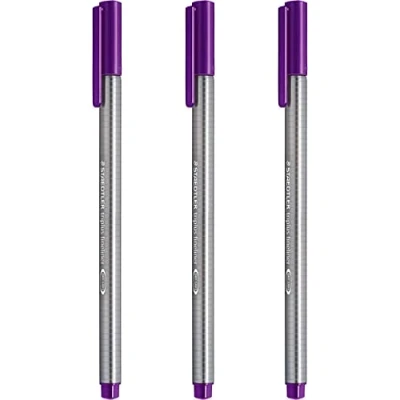 Image of STAEDTLER 334 Triplus Fineliner Superfine Point Pens 0.3mm Violet Pack of 3
