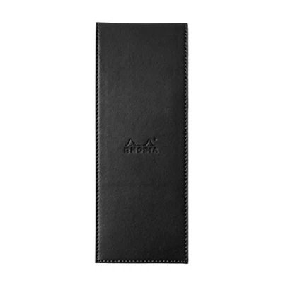 Image of RHODIA 118099C Clipboard Case + Stapled Notepad No. 8 Shopping Black 7.4 x 21 cm Small Squares 80 Detachable Sheets White Clairefontaine Paper g/m Pencil Holder Faux Leather