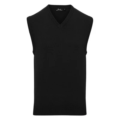Image of Premier Mens Knitted Sleeveless Sweater Vest (Black) Size X Large
