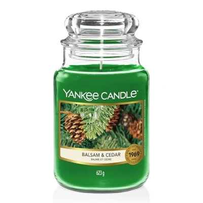 Image of Yankee Candle Scented Balsam and Cedar Large Jar Long Burning Candles: up to 150 Hours Gifts for Women