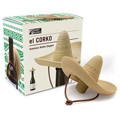 Image of Silicone Wine Stopper/Fun Sombrero Shaped Cap Seals Bottle and Keeps Fresh/Cute Accessories/Fun Kitchen Gadgets/el Corko Stopper by Monkey Business