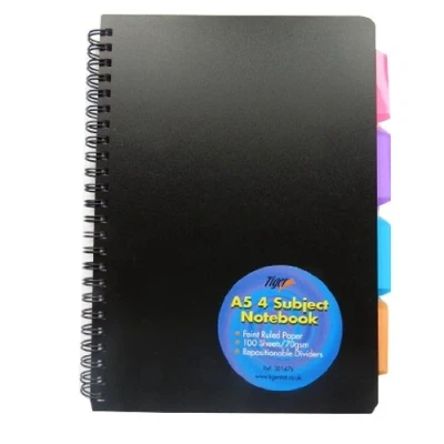 Image of 1 x Black A5 Spiral Bound PVC Covered Project Subject Notebook