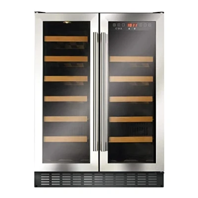 Image of CDA FWC624SS 60cm Double Door Dual Zone Under Counter Wine Cooler Stainless Steel, 400044403