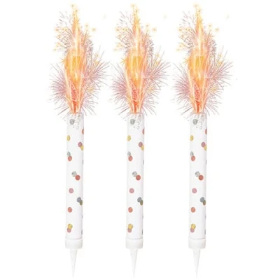 Image of Ice Fountain Candles for Cakes, Cake Sparklers, Toppers, Ideal Christmas Decoration, Birthday Party, Decorations, and Other Special Occasions (3Pcs Rose Gold Fountain)