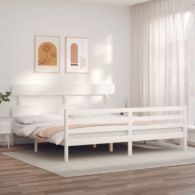 Image of vidaXL Bed Frame without Mattress White 200x200 cm Solid Wood