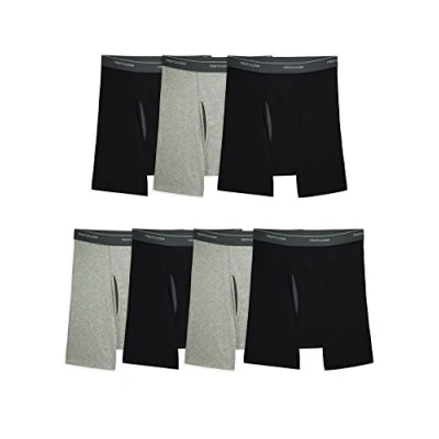 Image of Fruit of the Loom Men&#039;s Coolzone Boxer Briefs, Moisture Wicking &amp; Breathable, Assorted Color Multipacks, 7 Pack Black/Gray, M (Pack 7)