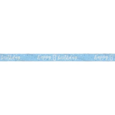 Image of Unique 83476 Blue Prismatic 13th Birthday Foil Banner, 108&quot; 1 Pc, Age 13