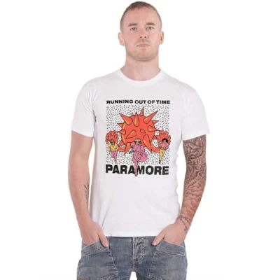 Image of Paradiso Clothing Paramore Running OUT OF TIME Print Tshirt, Size: Large, White
