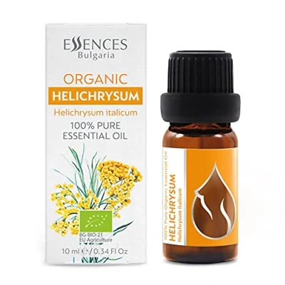 Image of Essences Bulgaria Organic Helichrysum Essential Oil 10ml italicum 100% Pure and Natural Undiluted Therapeutic Grade Family Owned Farm Steam Distilled Non GMO Vegan
