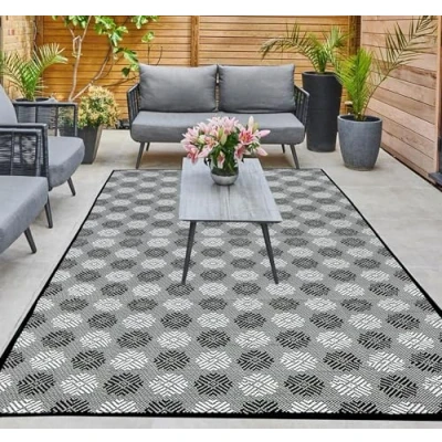 Image of ARSUK Outdoor Rug Waterproof, 150x100cm, Picnic Blanket Lightweight Foldable Plastic Reversible Mat for Beach Camping Garden RV Patio Decking Balcony