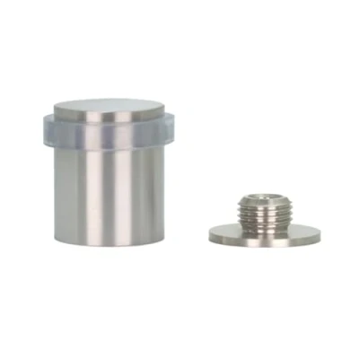 Image of EVI Herrajes Door Stop Stainless Steel 24 x 30 mm Screwed Threaded Base Matte Finish Includes Screw + Mounting Plug Mod. I 199/24X30 TCBAM