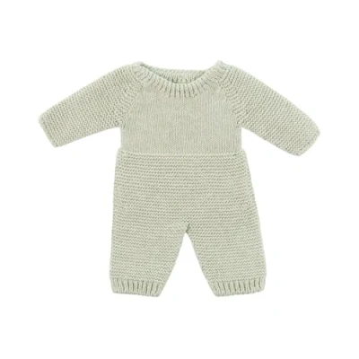 Image of Miniland Knitted Pyjamas Green for 32 cm Dolls Recycled Fibres