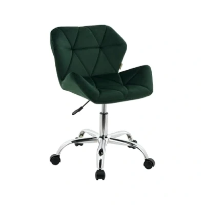 Image of HNNHOME Modern Eris Padded Swivel Fabric Home Office Desk Computer Chair, Height Adjustable (Dark Green, Velvet)