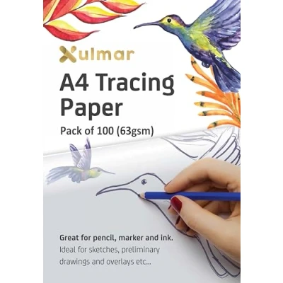 Image of Xulmar Tracing Paper A4 63 GSM Pack of 100 Sheets for Sewing Patterns, Drawing Overlays &amp; Sketching on Art Sketch Book