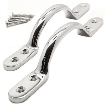 Image of 2X Large Chrome Victorian Handles + Screws 5&quot; D Sash Drawer/Cupboard/Door/Window Pulls